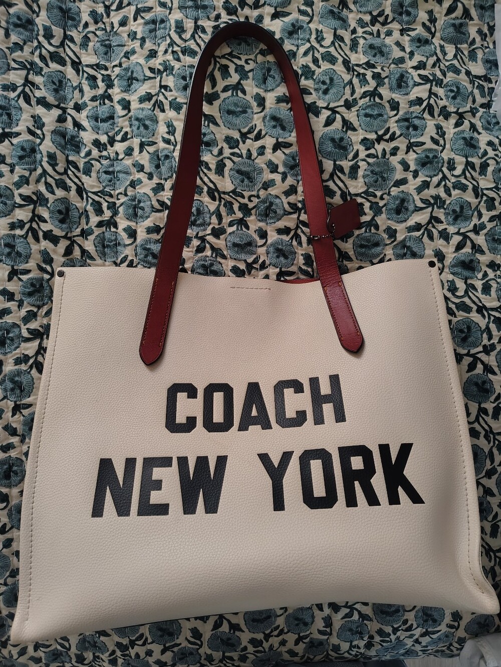 Coach New York Cream and Brown Tote Bag